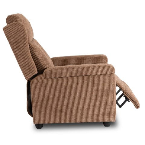 Fotel Rozkładany z Podnóżkiem SPENCER Brązowy Sztruksowy Nowoczesny