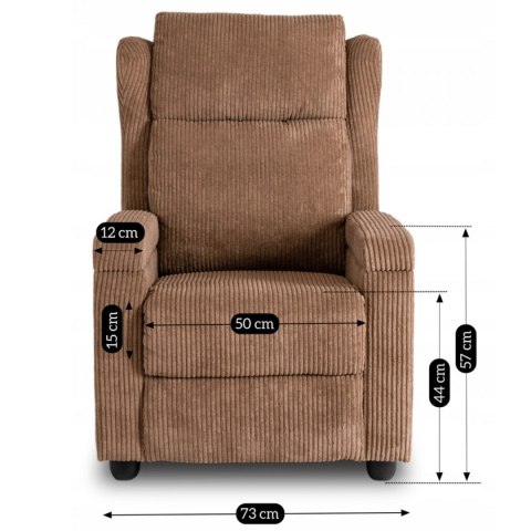 Fotel Rozkładany z Podnóżkiem SPENCER Brązowy Sztruksowy Nowoczesny