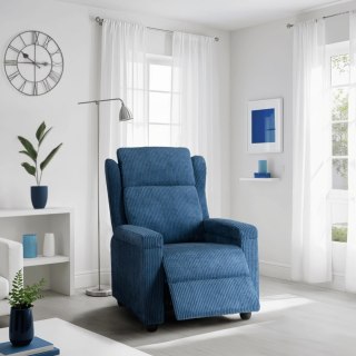 Fotel Rozkładany z Podnóżkiem SPENCER Granatowy Sztruksowy Nowoczesny