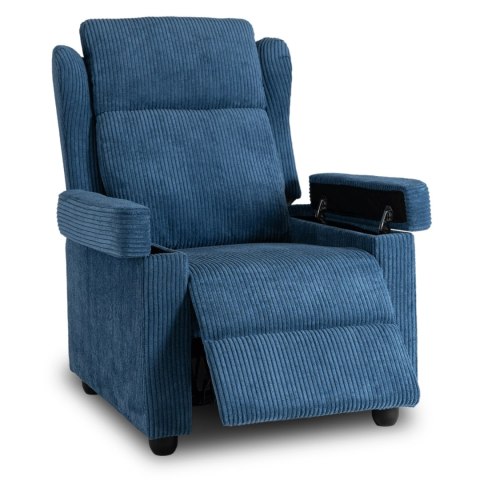 Fotel Rozkładany z Podnóżkiem SPENCER Granatowy Sztruksowy Nowoczesny