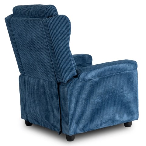 Fotel Rozkładany z Podnóżkiem SPENCER Granatowy Sztruksowy Nowoczesny