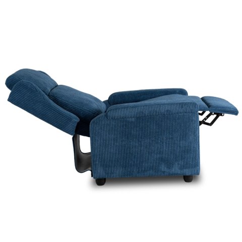 Fotel Rozkładany z Podnóżkiem SPENCER Granatowy Sztruksowy Nowoczesny