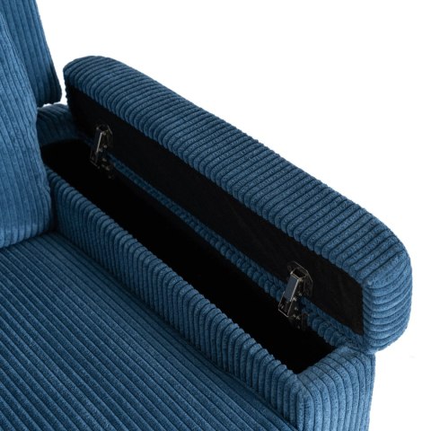 Fotel Rozkładany z Podnóżkiem SPENCER Granatowy Sztruksowy Nowoczesny