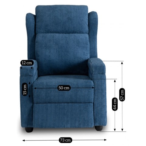 Fotel Rozkładany z Podnóżkiem SPENCER Granatowy Sztruksowy Nowoczesny