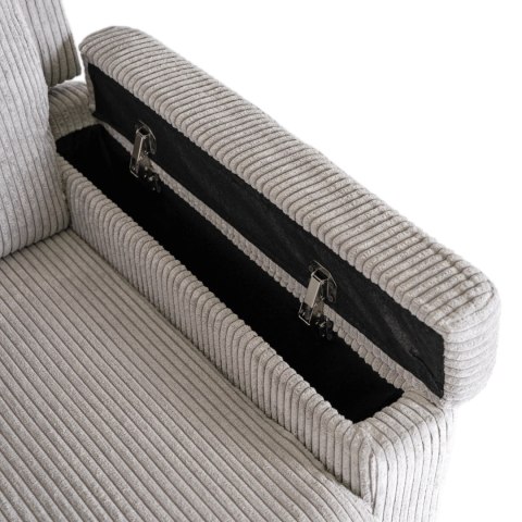 Fotel Rozkładany z Podnóżkiem SPENCER Szary Sztruksowy Nowoczesny