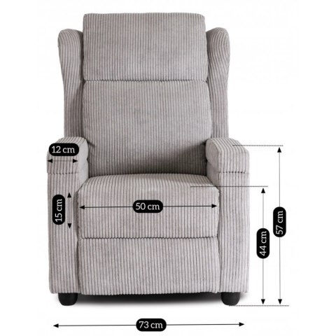 Fotel Rozkładany z Podnóżkiem SPENCER Szary Sztruksowy Nowoczesny