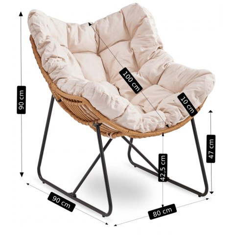 Fotel Wypoczynkowy Ogrodowy FIN na Płozach Beżowy Nowoczesny