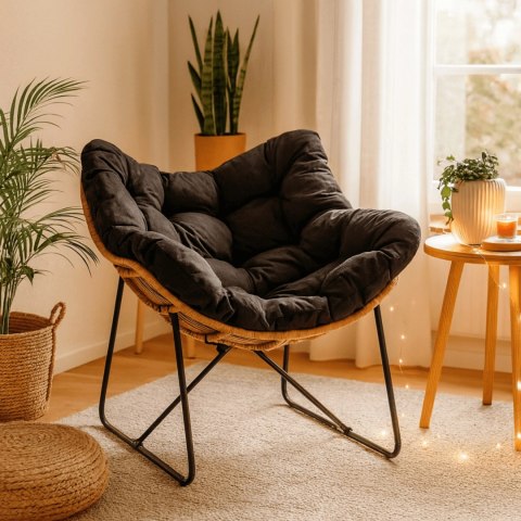 Fotel Wypoczynkowy Ogrodowy FIN na Płozach Czarny Nowoczesny