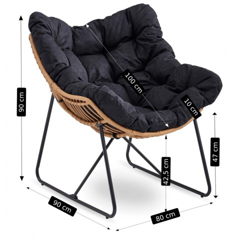 Fotel Wypoczynkowy Ogrodowy FIN na Płozach Czarny Nowoczesny