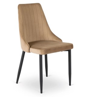 Krzesło Tapicerowane do Jadalni BARI Beżowe Welurowe Nowoczesne