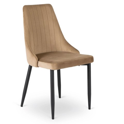 Krzesło Tapicerowane do Jadalni BARI Beżowe Welurowe Nowoczesne