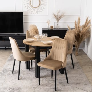 Krzesło Tapicerowane do Jadalni BARI Beżowe Welurowe Nowoczesne