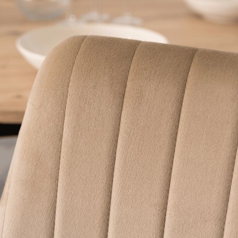 Krzesło Tapicerowane do Jadalni BARI Beżowe Welurowe Nowoczesne