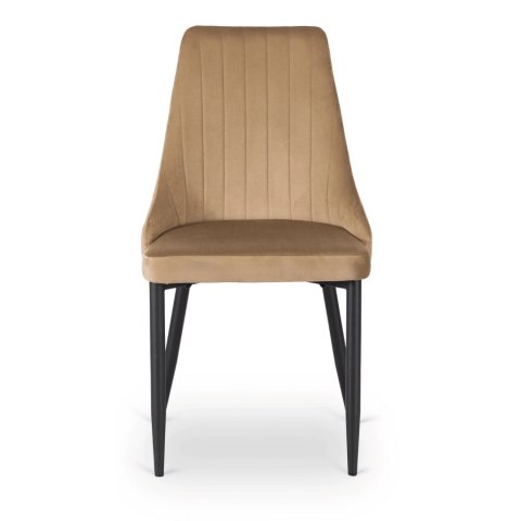 Krzesło Tapicerowane do Jadalni BARI Beżowe Welurowe Nowoczesne