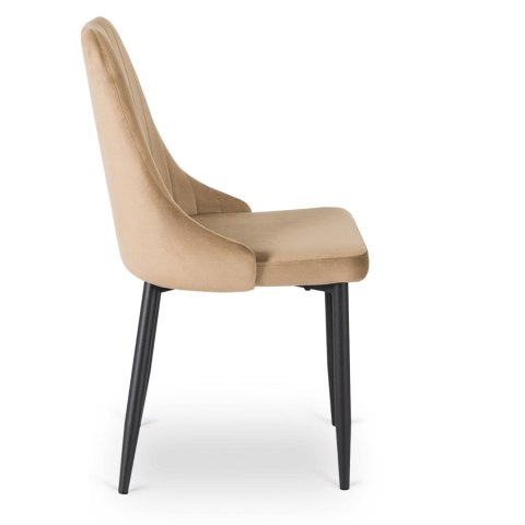 Krzesło Tapicerowane do Jadalni BARI Beżowe Welurowe Nowoczesne