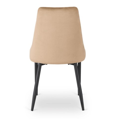 Krzesło Tapicerowane do Jadalni BARI Beżowe Welurowe Nowoczesne