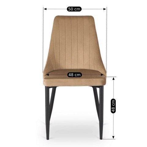 Krzesło Tapicerowane do Jadalni BARI Beżowe Welurowe Nowoczesne