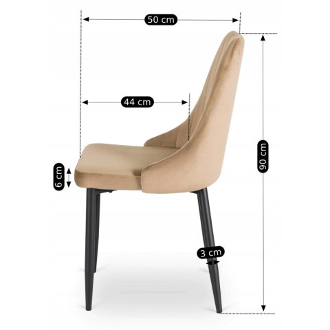 Krzesło Tapicerowane do Jadalni BARI Beżowe Welurowe Nowoczesne