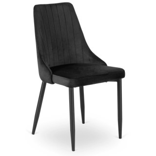 Krzesło Tapicerowane do Jadalni BARI Czarne Welurowe Nowoczesne