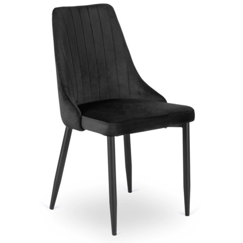 Krzesło Tapicerowane do Jadalni BARI Czarne Welurowe Nowoczesne