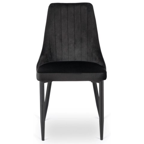 Krzesło Tapicerowane do Jadalni BARI Czarne Welurowe Nowoczesne