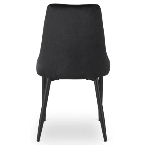 Krzesło Tapicerowane do Jadalni BARI Czarne Welurowe Nowoczesne