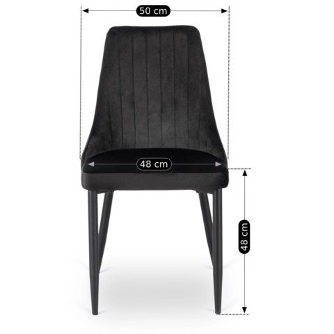 Krzesło Tapicerowane do Jadalni BARI Czarne Welurowe Nowoczesne