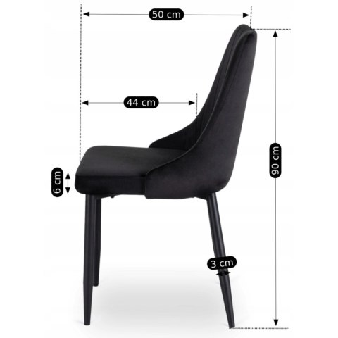 Krzesło Tapicerowane do Jadalni BARI Czarne Welurowe Nowoczesne