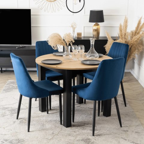 Krzesło Tapicerowane do Jadalni BARI Granatowe Welurowe Nowoczesne Loft