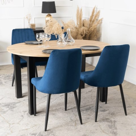 Krzesło Tapicerowane do Jadalni BARI Granatowe Welurowe Nowoczesne Loft