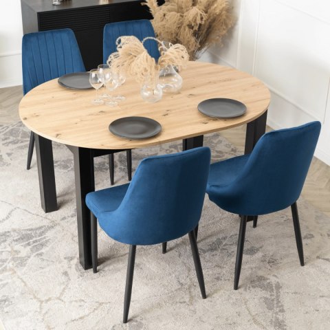 Krzesło Tapicerowane do Jadalni BARI Granatowe Welurowe Nowoczesne Loft