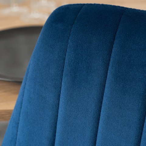 Krzesło Tapicerowane do Jadalni BARI Granatowe Welurowe Nowoczesne Loft