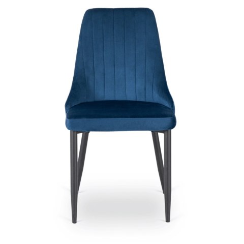 Krzesło Tapicerowane do Jadalni BARI Granatowe Welurowe Nowoczesne Loft