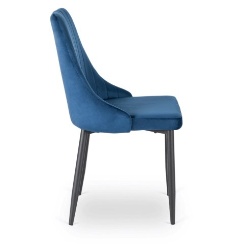 Krzesło Tapicerowane do Jadalni BARI Granatowe Welurowe Nowoczesne Loft