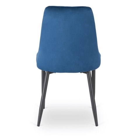 Krzesło Tapicerowane do Jadalni BARI Granatowe Welurowe Nowoczesne Loft