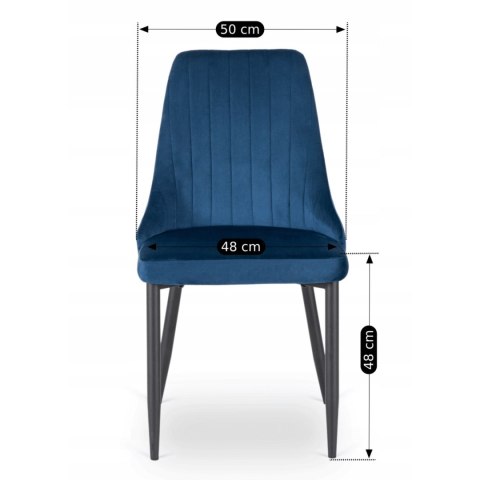 Krzesło Tapicerowane do Jadalni BARI Granatowe Welurowe Nowoczesne Loft