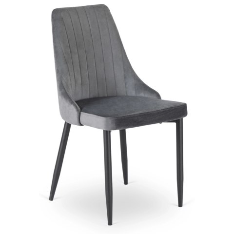 Krzesło Tapicerowane do Jadalni BARI Szare Welurowe Nowoczesne