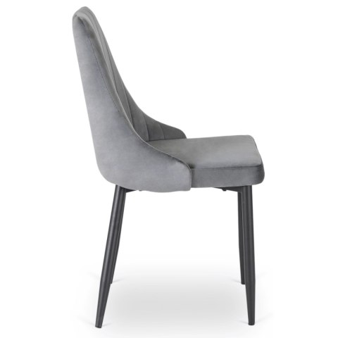Krzesło Tapicerowane do Jadalni BARI Szare Welurowe Nowoczesne