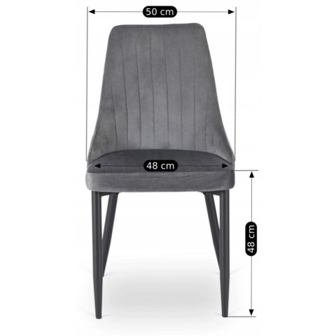 Krzesło Tapicerowane do Jadalni BARI Szare Welurowe Nowoczesne