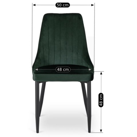 Krzesło Tapicerowane do Jadalni BARI Zielone Welurowe Nowoczesne
