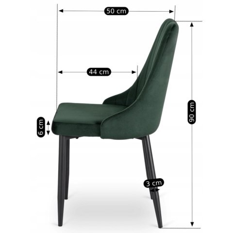 Krzesło Tapicerowane do Jadalni BARI Zielone Welurowe Nowoczesne