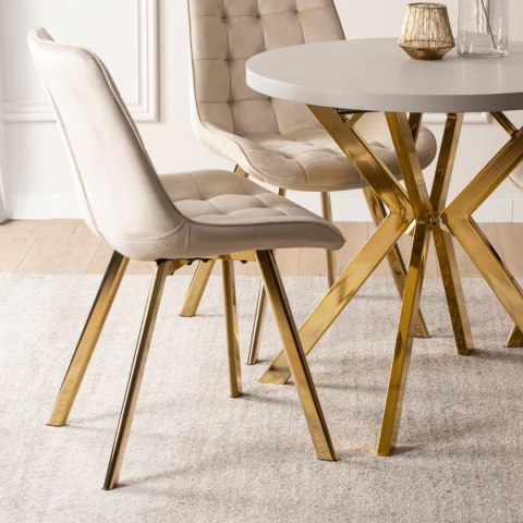 Krzesło DEVI Kremowe Welurowe