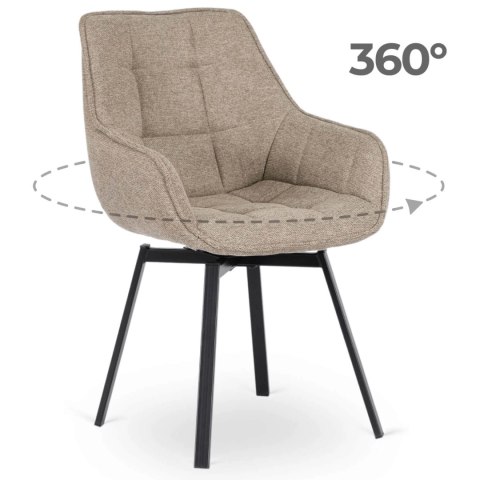 Krzesło Tapicerowane Obrotowe do Salonu LUNA 2 Beżowe Nowoczesne Loft