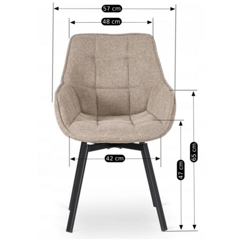 Krzesło Tapicerowane Obrotowe do Salonu LUNA 2 Beżowe Nowoczesne Loft