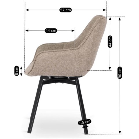 Krzesło Tapicerowane Obrotowe do Salonu LUNA 2 Beżowe Nowoczesne Loft