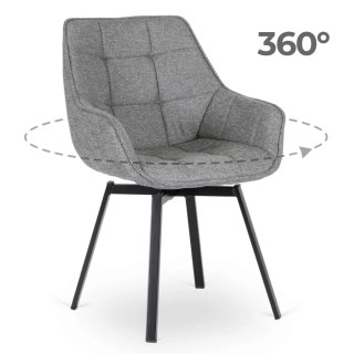 Krzesło Tapicerowane Obrotowe do Salonu LUNA 2 Szare Nowoczesne Loft