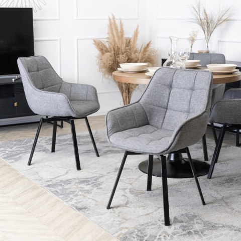 Krzesło Tapicerowane Obrotowe do Salonu LUNA 2 Szare Nowoczesne Loft