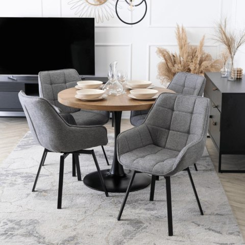 Krzesło Tapicerowane Obrotowe do Salonu LUNA 2 Szare Nowoczesne Loft