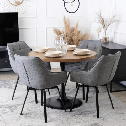 Krzesło Tapicerowane Obrotowe do Salonu LUNA 2 Szare Nowoczesne Loft