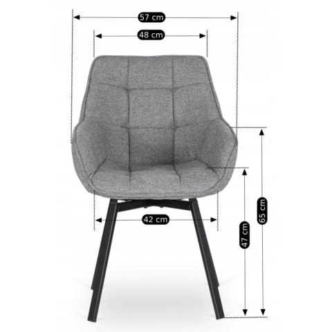 Krzesło Tapicerowane Obrotowe do Salonu LUNA 2 Szare Nowoczesne Loft